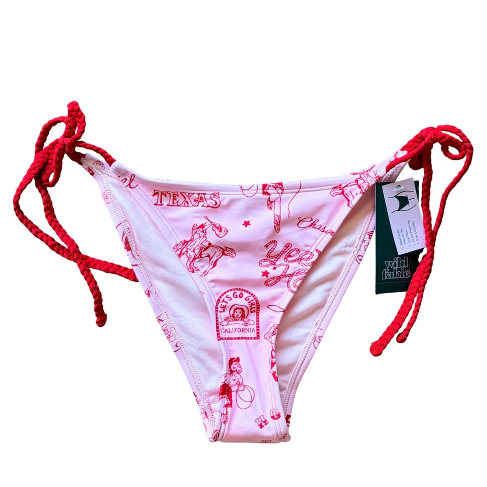 Wild Fable Western Rodeo Cowgirl Low Rise Cheeky Bikini Swim Bottoms XS 0-2 NWT